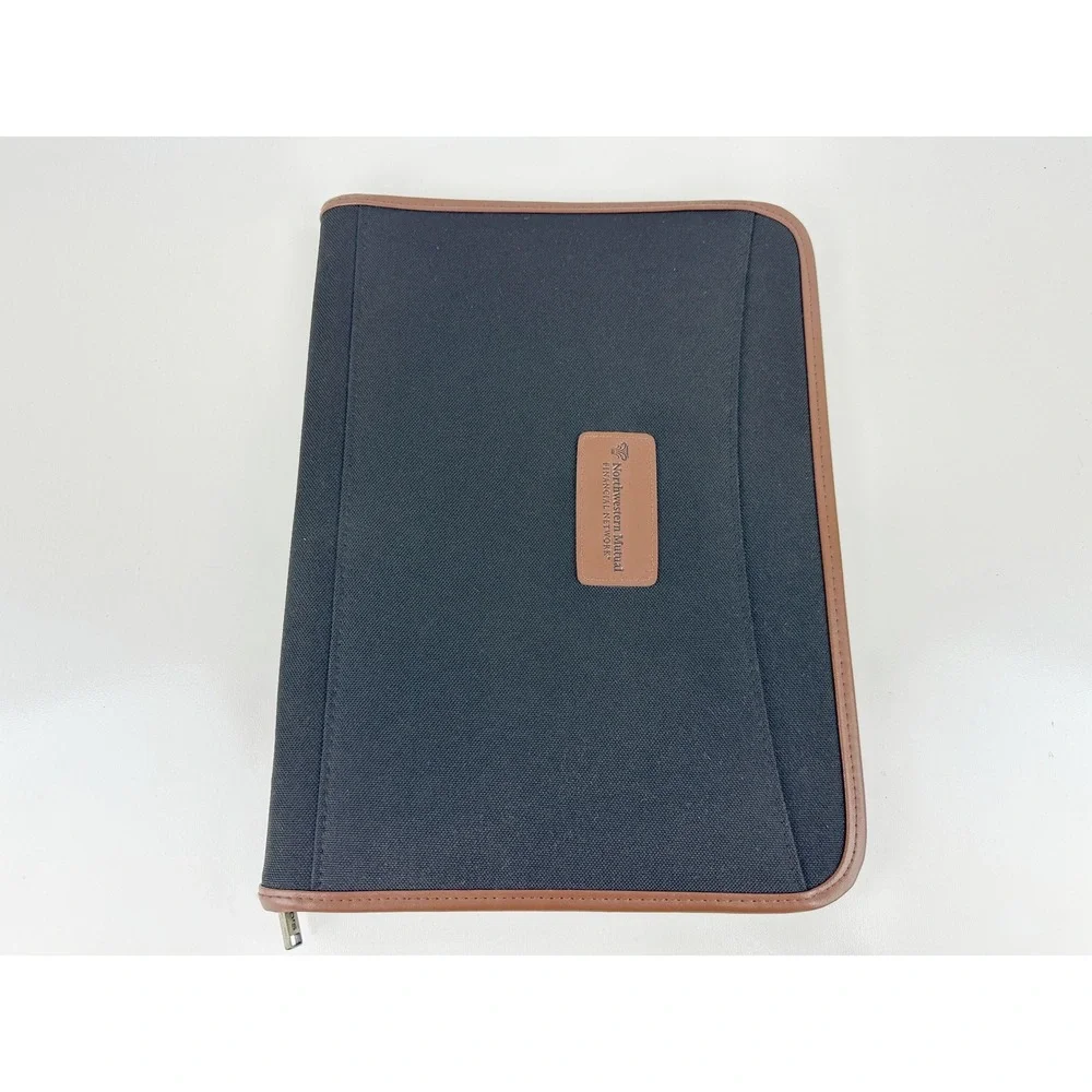 Leeds Northwestern Mutual Black Canvas Zip Around Portfolio Padfolio Organizer
